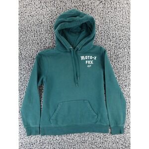 Fox Hoodie Men Small Green Moto X Graphic‎ Fleece Lined Sweatshirt Pullover